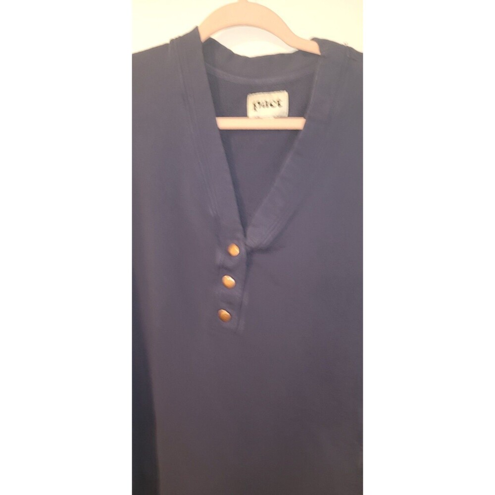 Pact Women’s Downtime Henley Long Sleeve Organic Cotton Sweater Dress Blue Sz L - Picture 2 of 7